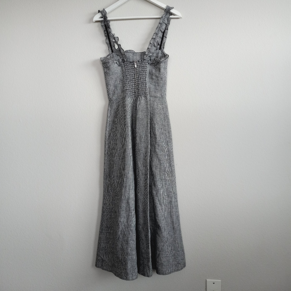 Reformation Lavender Linen Midi Dress In Boston Check - Picture 5 of 15